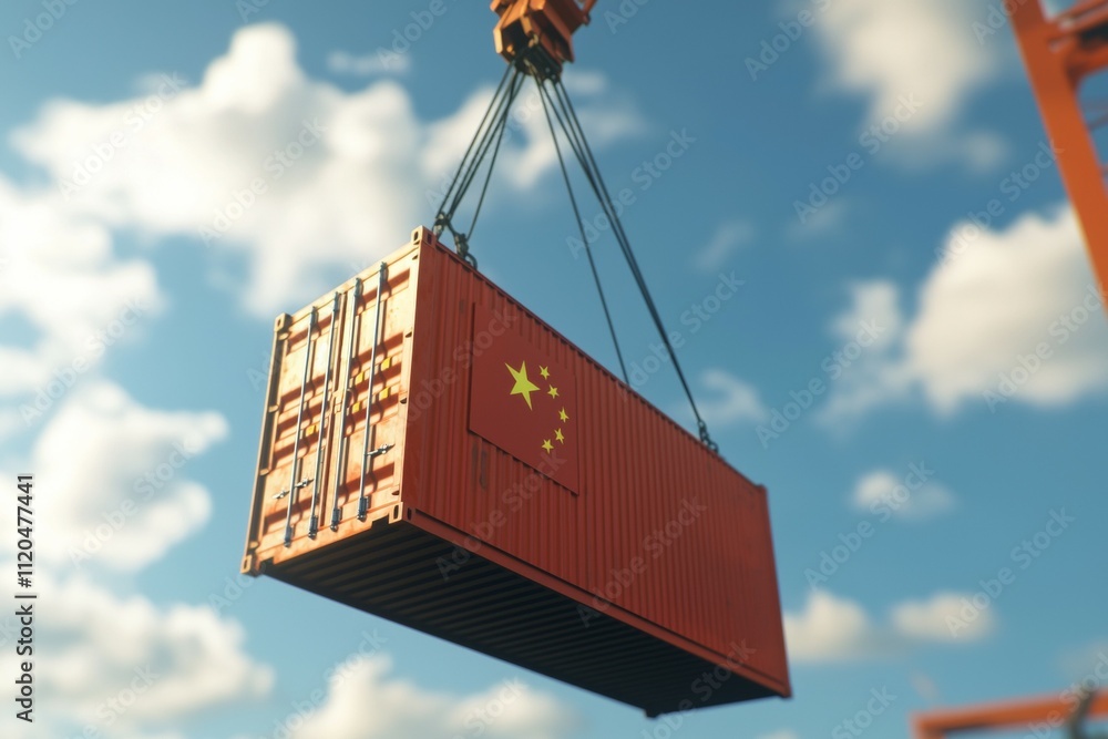 Poster a large red container with a star