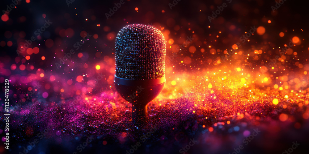 Aufkleber ai voice technology microphone with dynamic light effects in a digital environment
