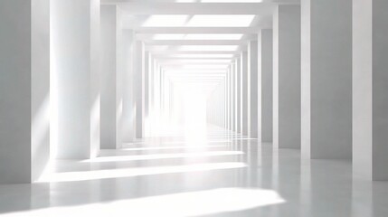 Modern Abstract White Space with Seamless Looping Architecture