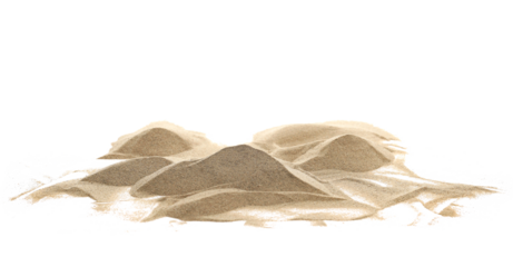 Desert sand pile, dune isolated on white, with clipping path, side view