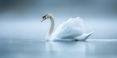 Fototapeta premium Cisne elegante nadando em um lago tranquilo