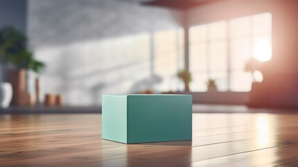 A photo of a yoga block on a serene yoga studio floor