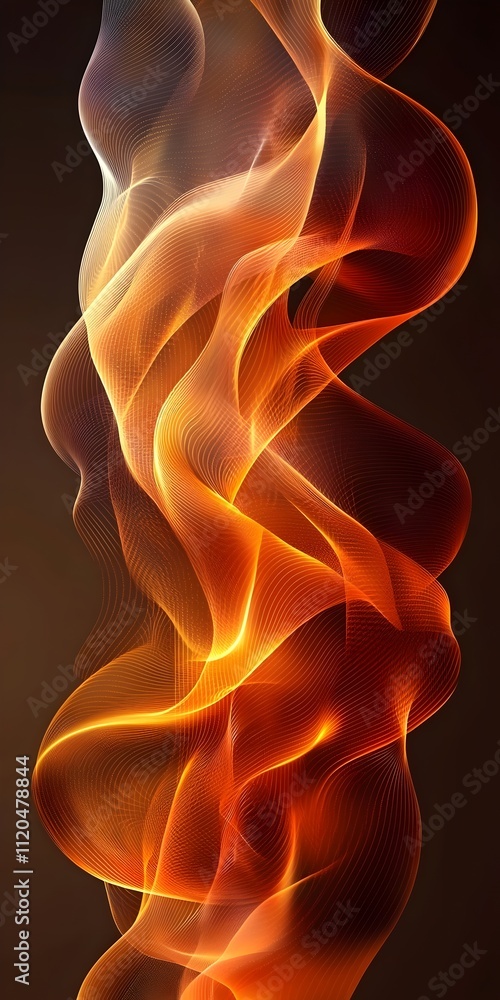 Poster an abstract composition of flowing orange and gold waves, creating a sense of warmth and movement ag