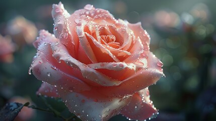 Copy space image of a blooming red rose in a beautiful garden with blurred leaves in the background