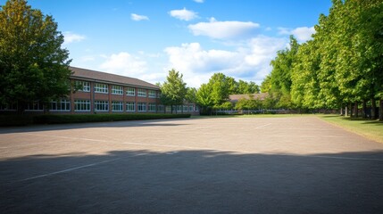 Expansive Schoolyard Setting Ideal for Outdoor Events and Activities. Generative AI