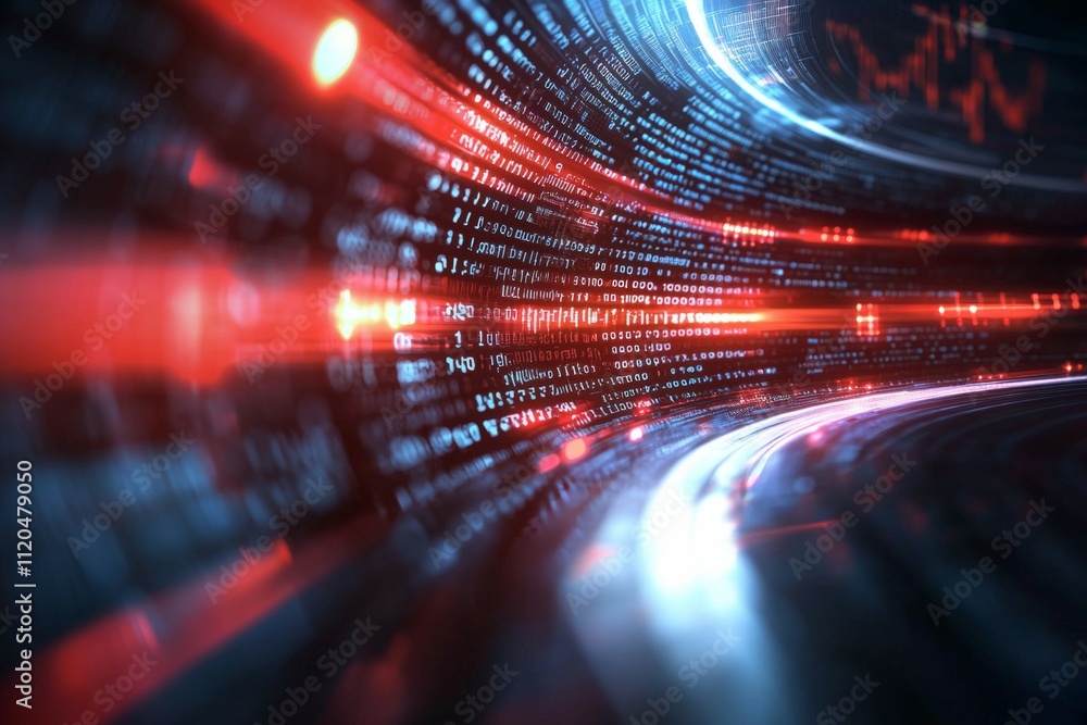 Aufkleber a computer screen with a red and blue line of numbers