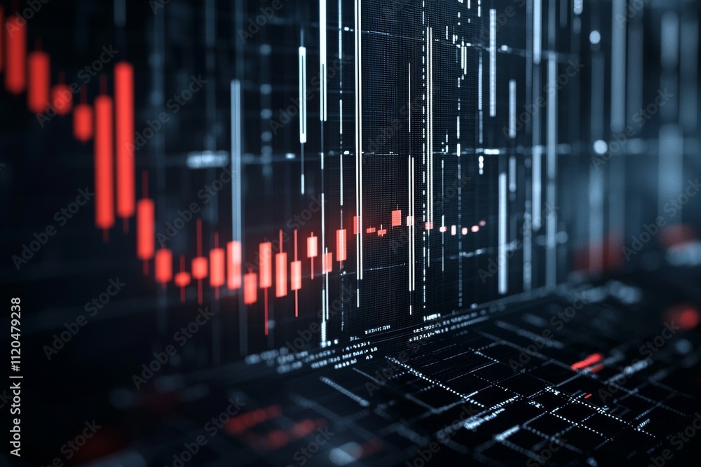 Poster a graph with red lines and a black background