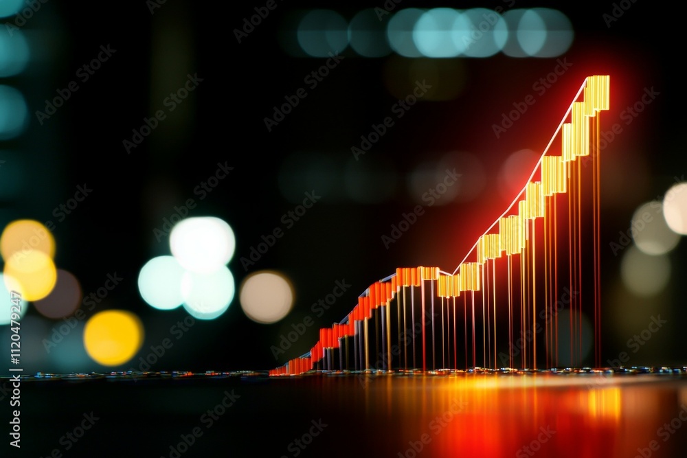 Poster a graph with red lines that is rising