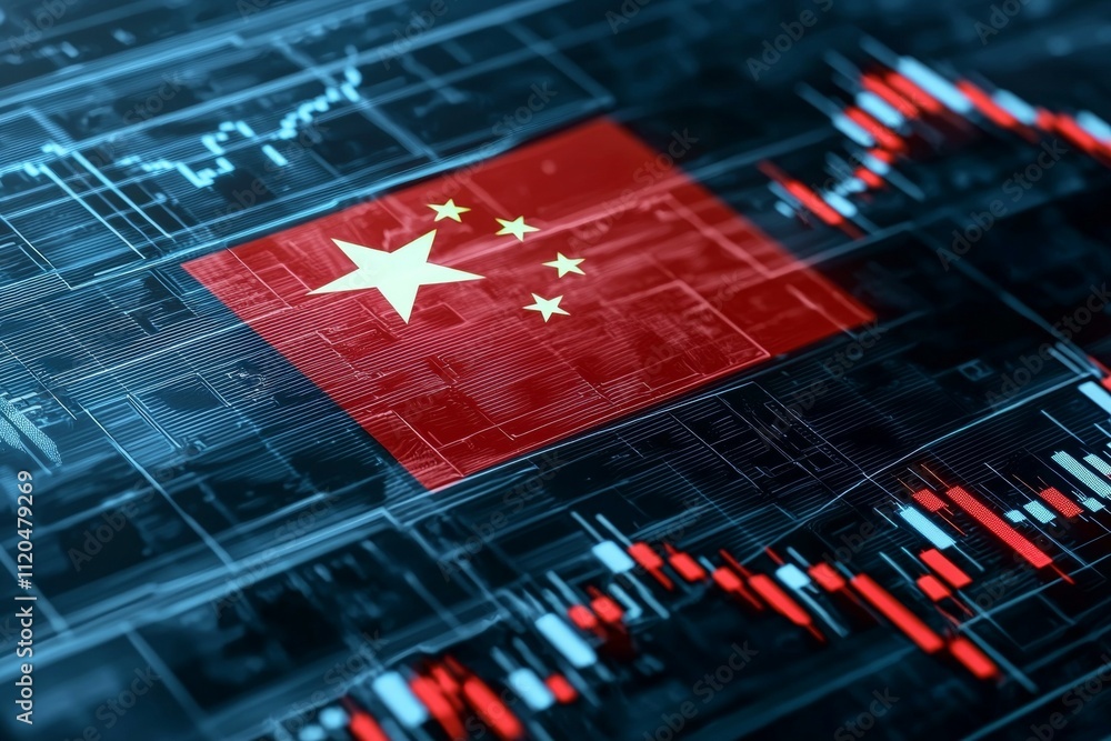 Poster a red and white chinese flag is displayed on a computer screen