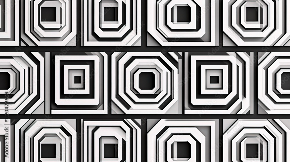 Poster geometric seamless patterns in black and white for background design