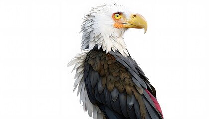Fototapeta premium African Fish Eagle Perched with Sharp Beak on a White Background