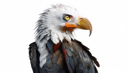 Obraz premium African Fish Eagle Perched with Sharp Beak on a White Background