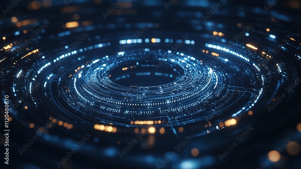 Poster abstract data circuit network background with glowing features
