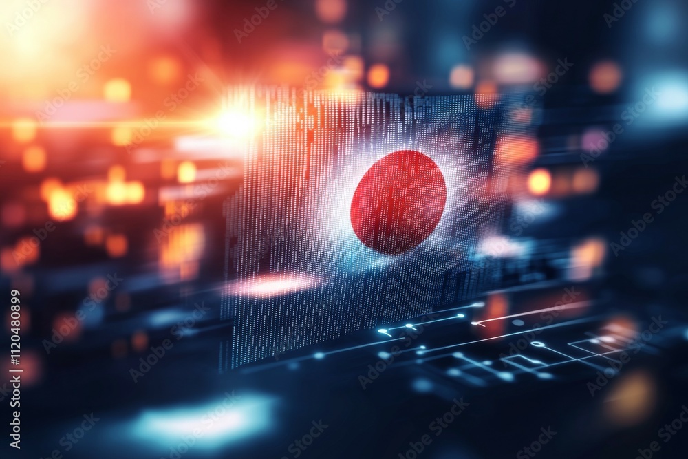 Poster a red ball is displayed on a computer screen