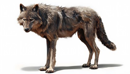 Apennine Wolf with Sharp Eyes on a White Background