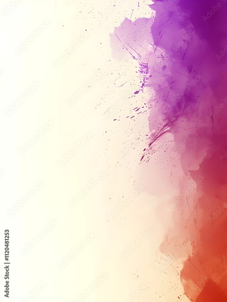 Poster a vibrant abstract design featuring a gradient of purple to orange hues, with soft brush strokes and