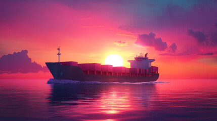 Obraz premium A visually engaging vector illustration showcasing a dynamic and modern shipping and logistics concept, designed to serve as a landing page banner or homepage template.
