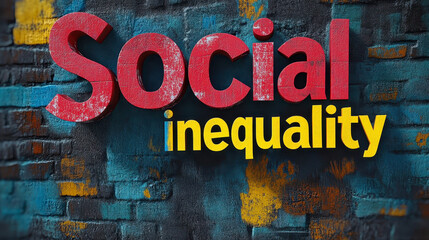 3D Text Banner Highlighting Social Inequality Concept in Vibrant Colors