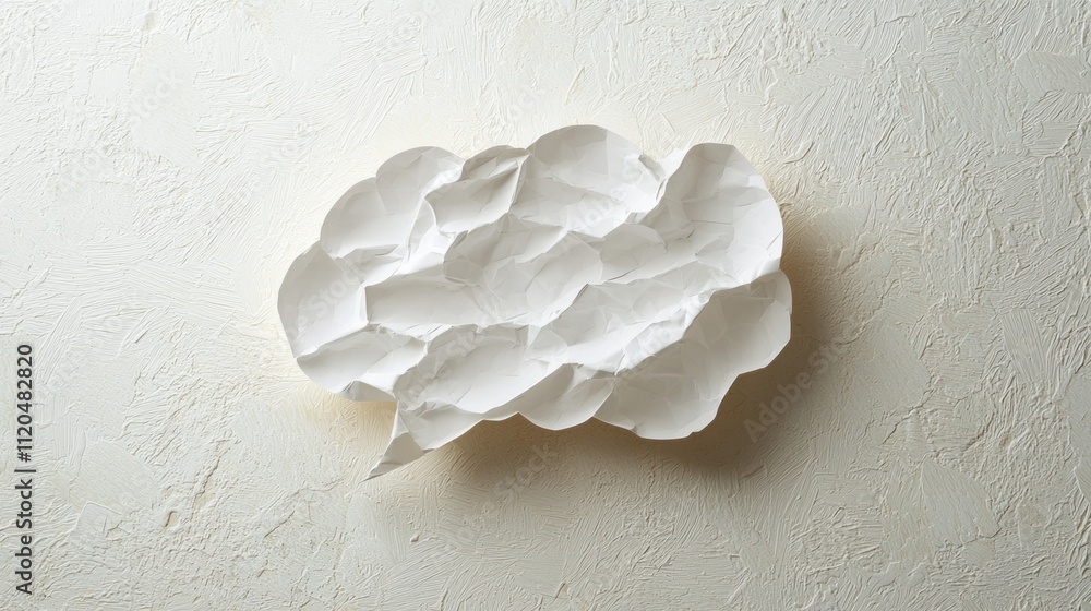 Poster This close-up showcases a textured paper speech bubble, a blank canvas for communication. The soft edges and intricacies invite creativity and imaginative expression