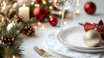 a Christmas dinner set