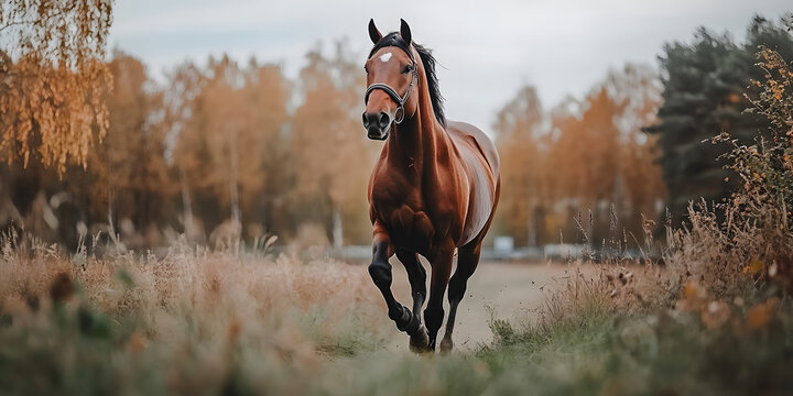 Cavalo magn&iacute;fico galopando por um prado