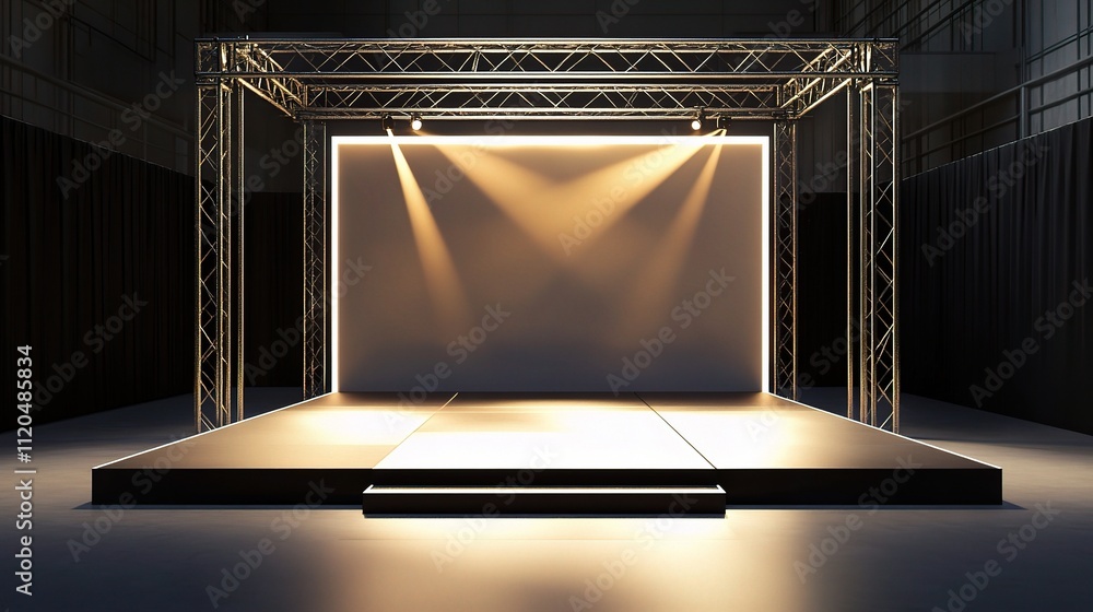 Poster modern stage setup with dramatic lighting and empty background