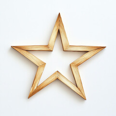 wood star with shadows on white background