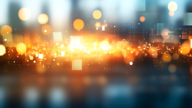 Ciudad abstracta con luces y efecto de bokeh digital
