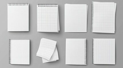 A set of realistic notepad pages with detailed textures and slightly curled edges.

