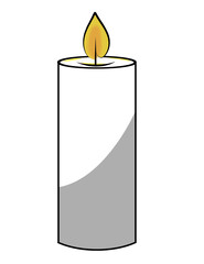 burning candle isolated on white background