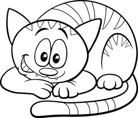 funny cartoon cat or kitten comic animal character coloring page