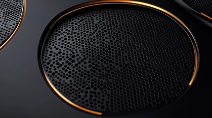 3D Black Geometric Background Rendering with Circular Patterns