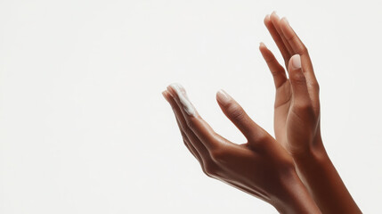 Gentle skincare ritual with moisturizing cream on elegant female hands