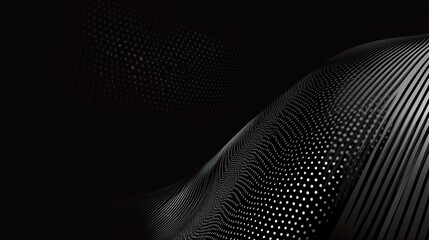 Abstract Monochrome Halftone Pattern with Curved Lines and Background