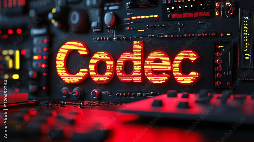 Fototapete 3d codec header banner with digital circuit background in red light