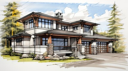 A photo of an architectural drawing of a residential building