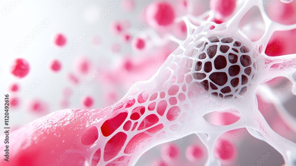 Aufkleber close-up view of cellular structures in vibrant colors.