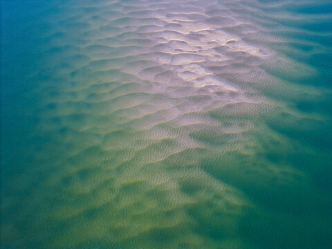 Aerial drone view of sand formations left by the storm. The verity of color make a great background. Taken from 300 ft. at Wrightsville, Beach, NC