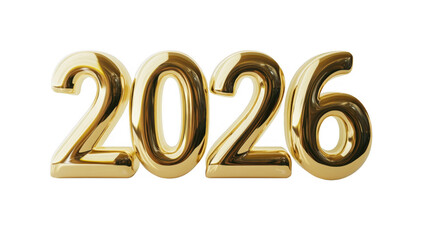 2026 Shiny Gold Numbers - Happy New Year Celebration PNG, Transparent Background, Stock Photo, Festive Design