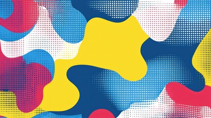Abstract Colorful Liquid Shapes with Pop Art Dots Background Design