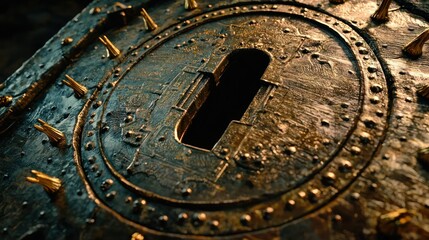 Fototapeta premium Close-up of an ornate, ancient lock mechanism.