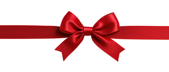 Red Satin Ribbon Bow PNG - Transparent Image of Vivid Decorative Gift Wrapping Accessory for Celebrations and Decorations