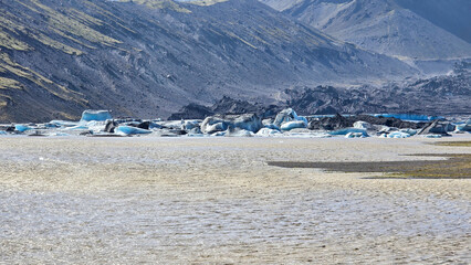 Melting glaciers and shimmering icebergs in a pristine Icelandic natural reserve