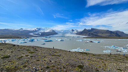 Melting glaciers and shimmering icebergs in a pristine Icelandic natural reserve