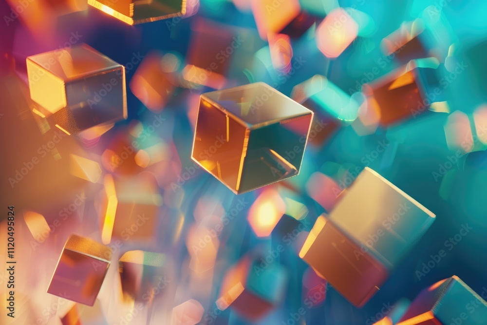 Aufkleber abstract 3d rendering of a flying cube
