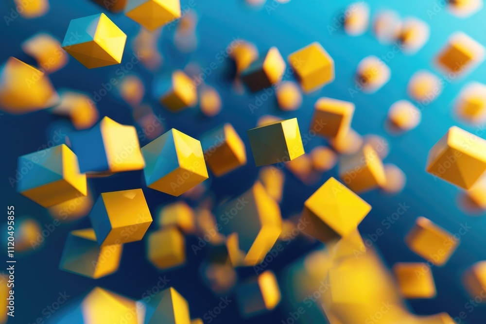 Aufkleber abstract 3d rendering of a flying cube