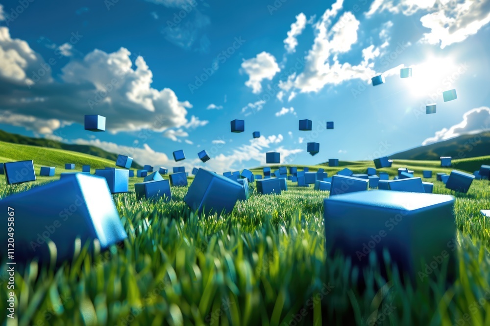 Aufkleber abstract 3d rendering of a flying cube