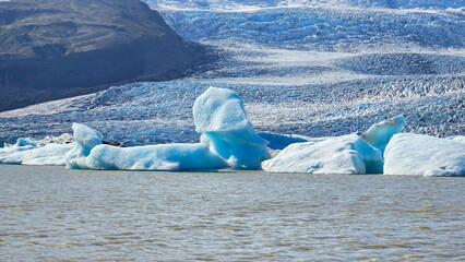 Melting glaciers and shimmering icebergs in a pristine Icelandic natural reserve