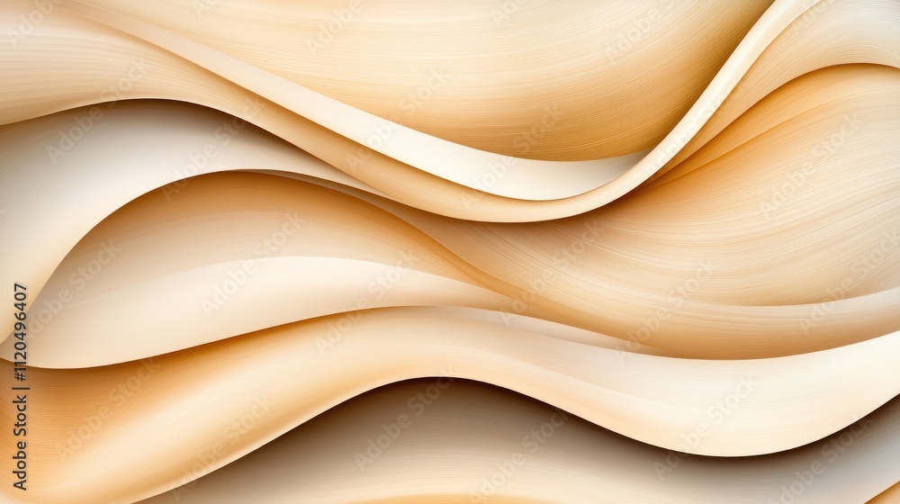 Poster abstract waves in warm tones create a soothing visual texture.