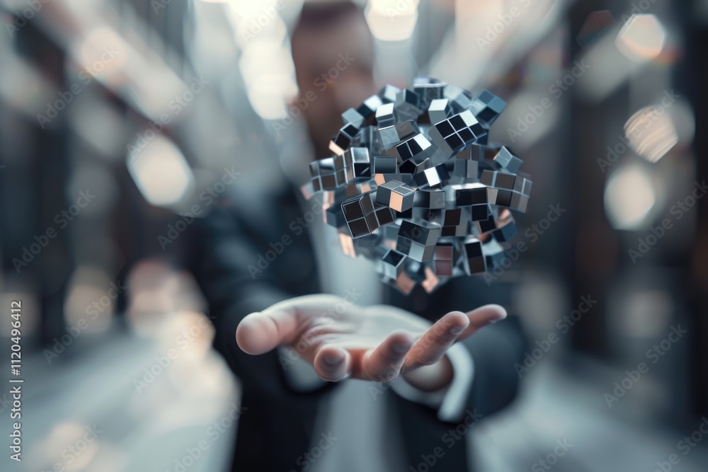 Aufkleber abstract 3d rendering of a flying cube